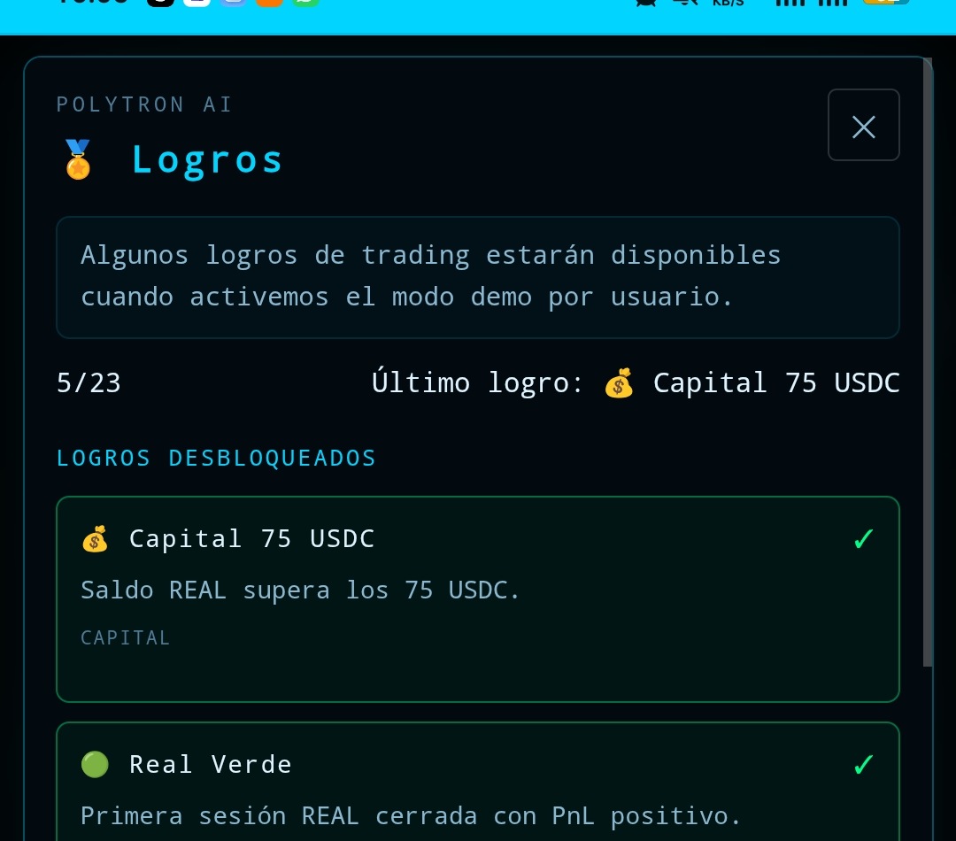 POLYTRON AI — Sistema de logros desbloqueados